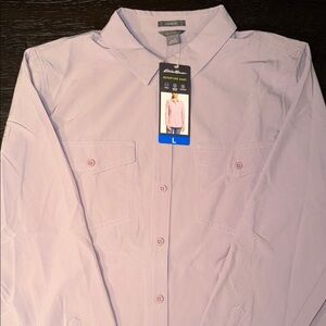 New Women’s L Eddie Bauer Lightweight Mauve Button-Up Shirt